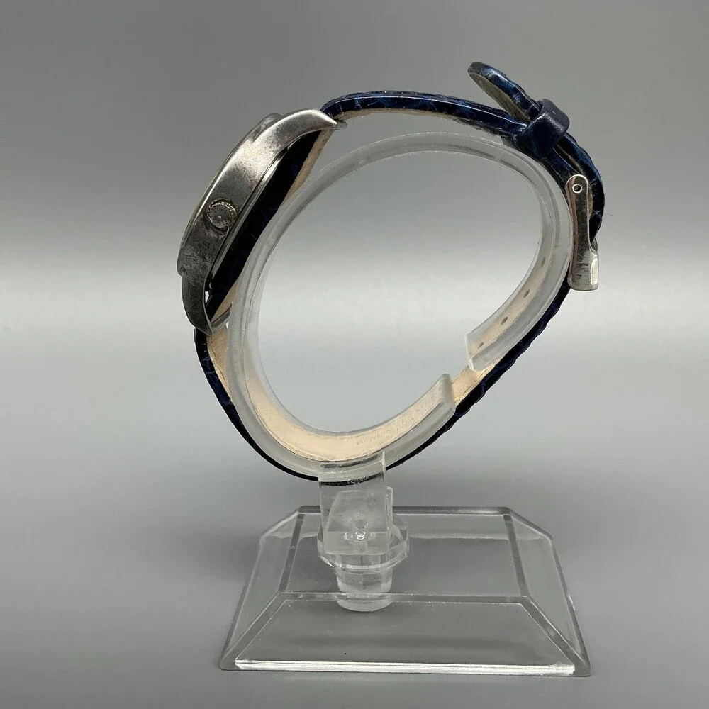 Ecclissi 23182 Womens Watch 29mm Sterling Silver Blue Leather New Battery